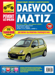 Daewoo Matiz. Выпуск c 1998 года, рестайлинг в 2000 году. Бензиновые двигатели 0.8, 1.0 л.: Руководство по эксплуатации, техническому обслуживанию и ремонту в фотографиях