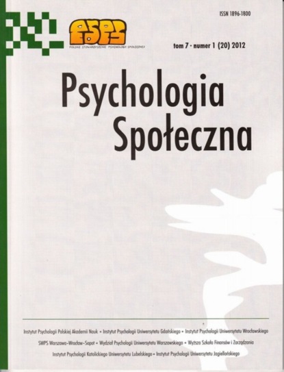 

Psychologia Społeczna nr 1(20)/2012