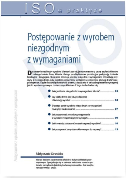 

Postępowanie z wyrobem niezgodnym z wymaganiami